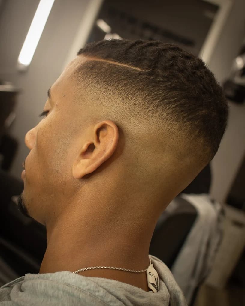 High fade with part